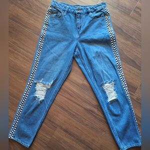 Empyre Jeans Womens Size 5 Eileen Mom Distress Checker‎ High Rise Denim